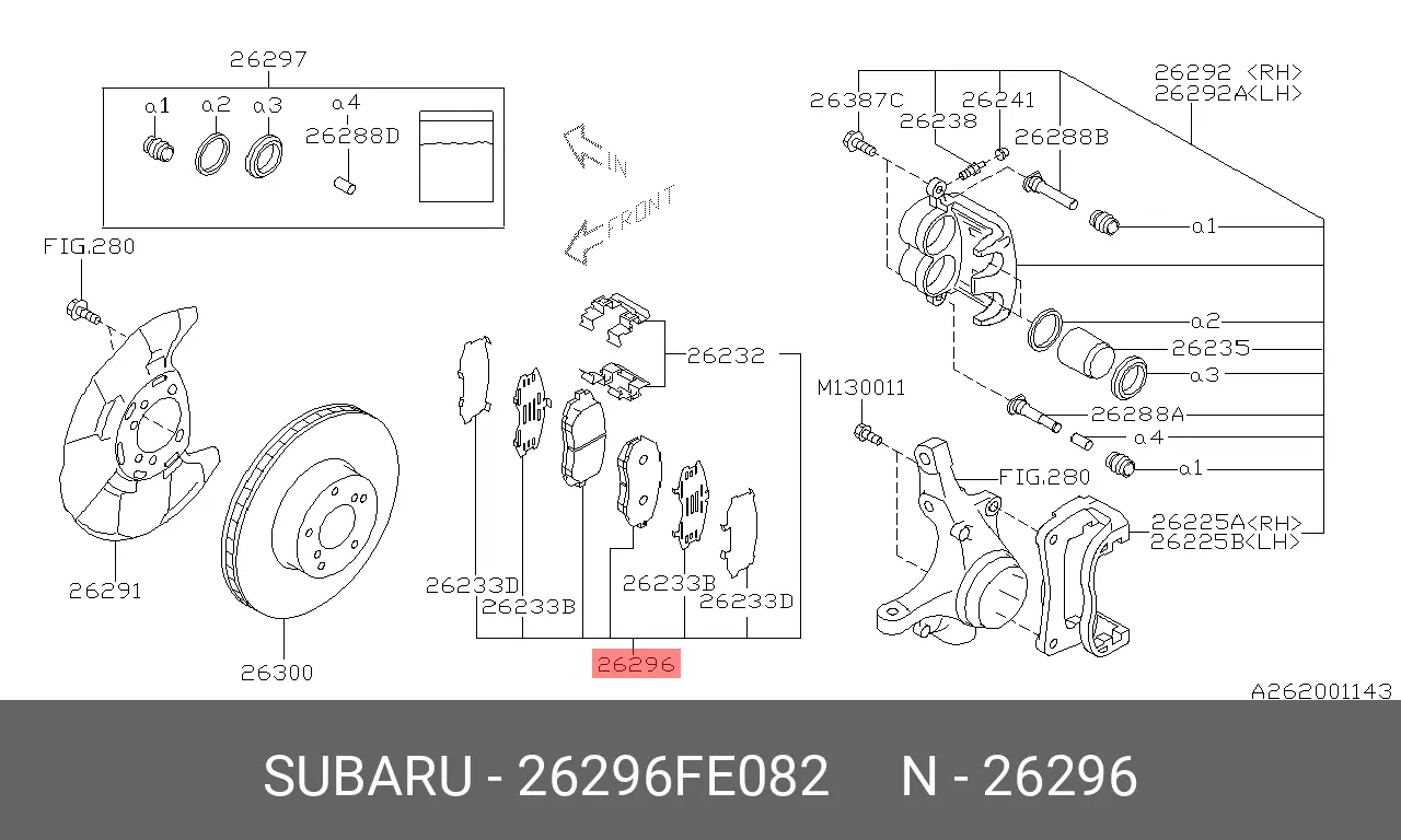 SUBARU 26296-FE082 BRAKE PADS