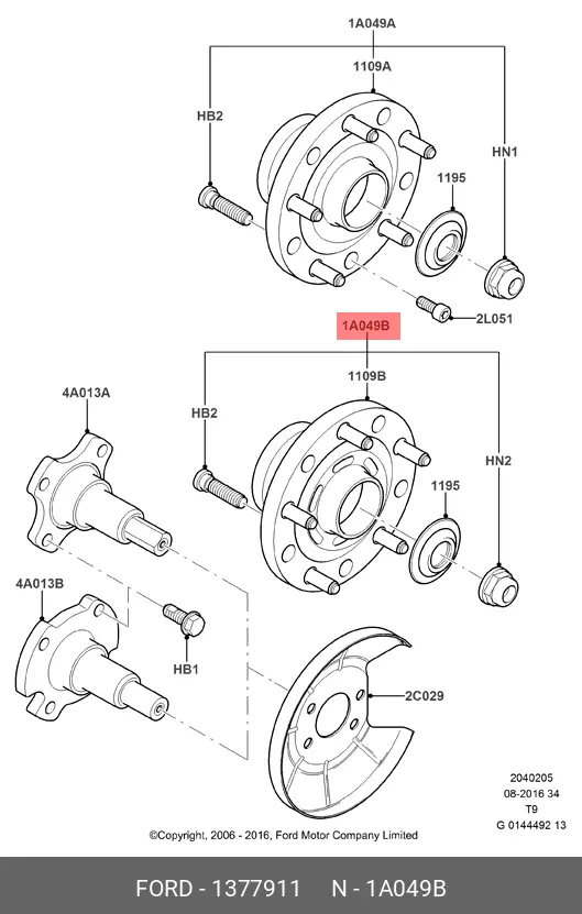 FORD 1 377 911 WHEEL HUB