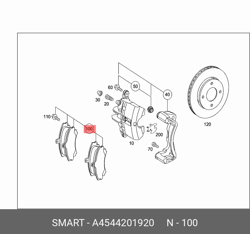 SMART A 454 420 19 20 BRAKE PADS