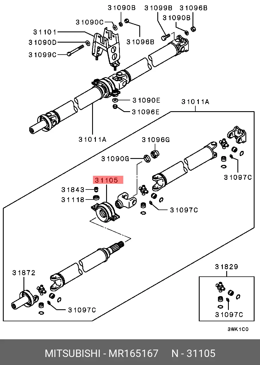 MITSUBISHI MR165167 CENTER BEARING SUPPORT