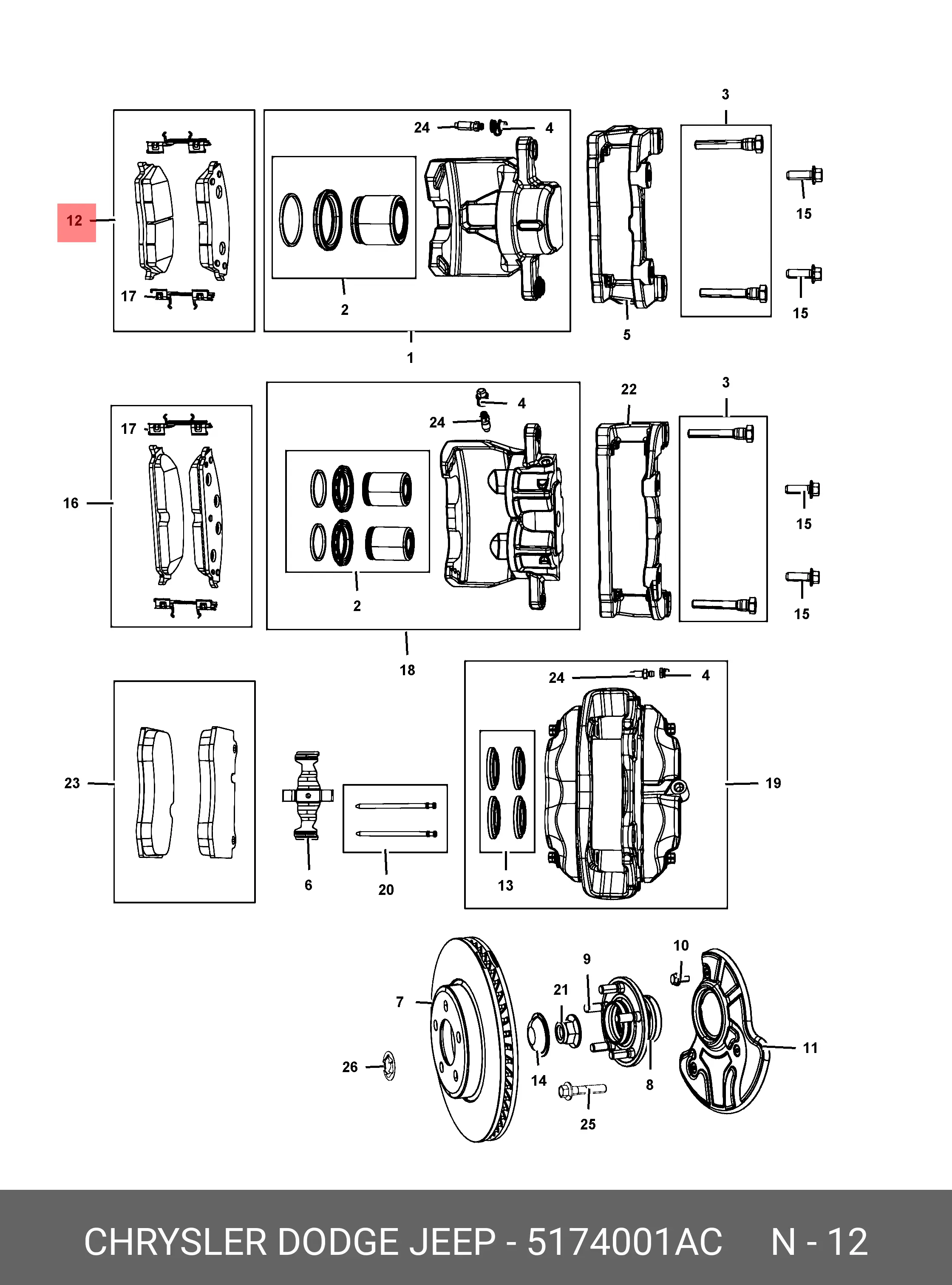 CHRYSLER 05174 001AC BRAKE PADS