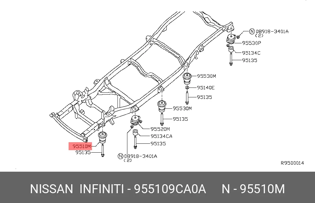 NISSAN 955109CA0A BODY/FRAME BUSH
