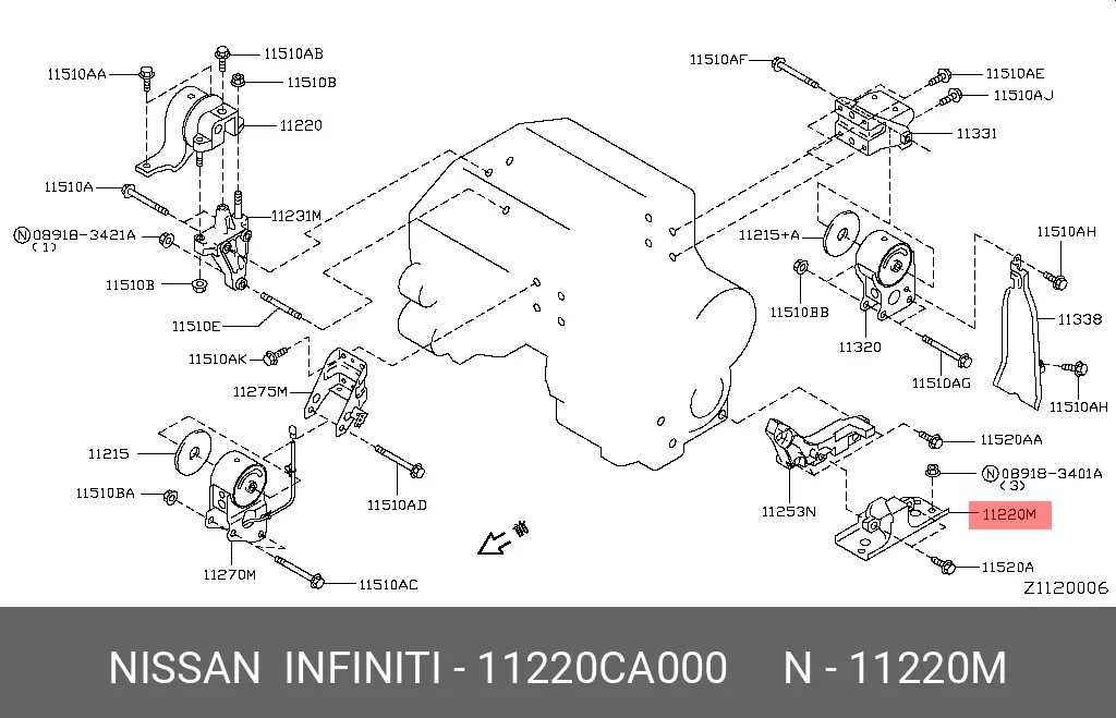 NISSAN 11220-CA000 ENGINE MOUNTING