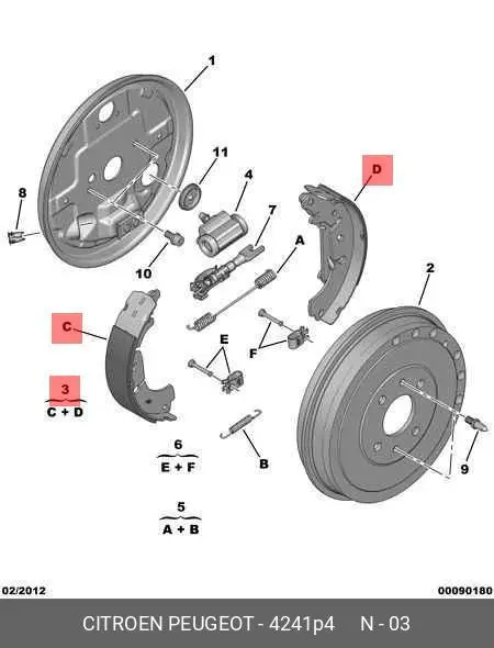 PEUGEOT 4241P4 BRAKE SHOE