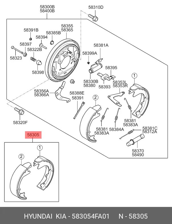HYUNDAI 58305-4FA01 BRAKE SHOE