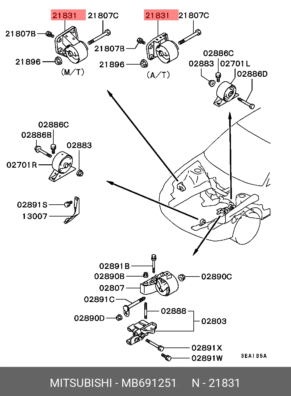 MITSUBISHI MB691251 INSULATOR ENGINE MOUNTING