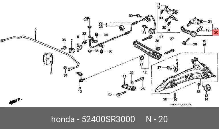 HONDA 52400-SR3-000 ROD, CONTROL