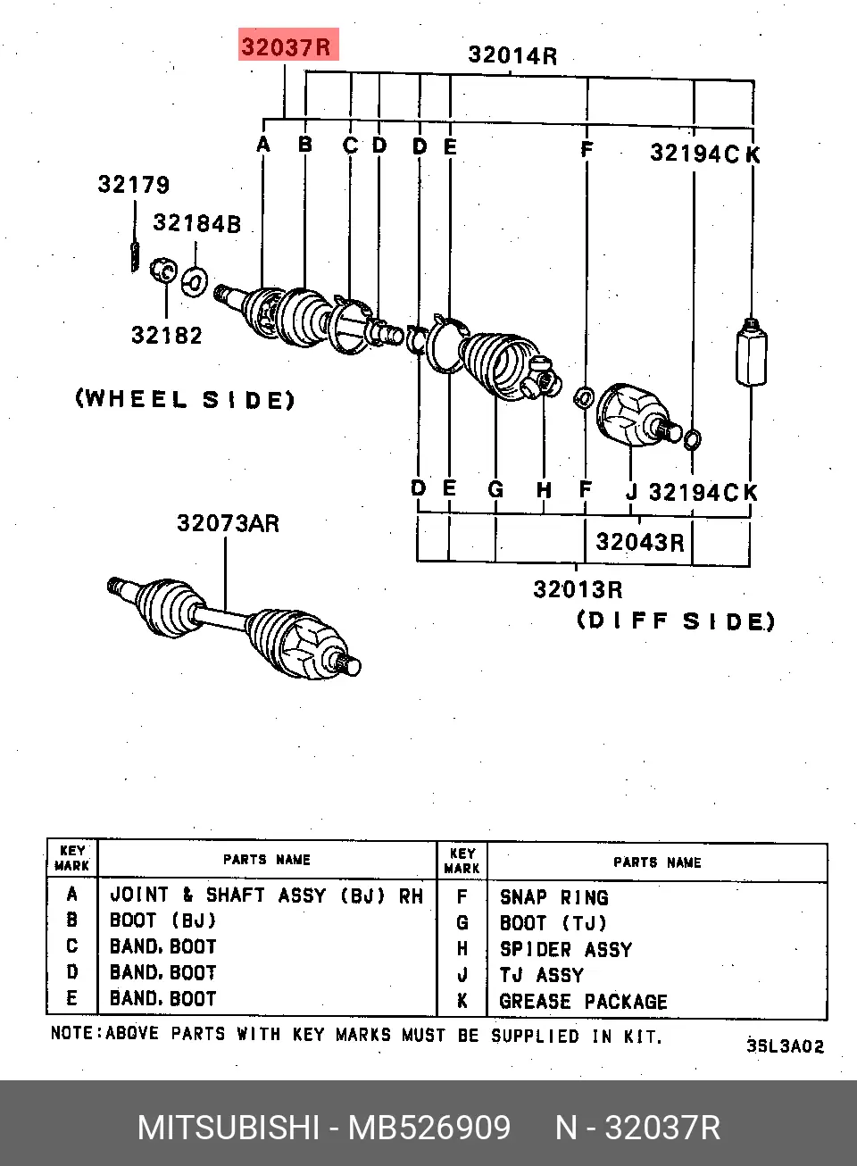 MITSUBISHI MB526909 CV-JOINT