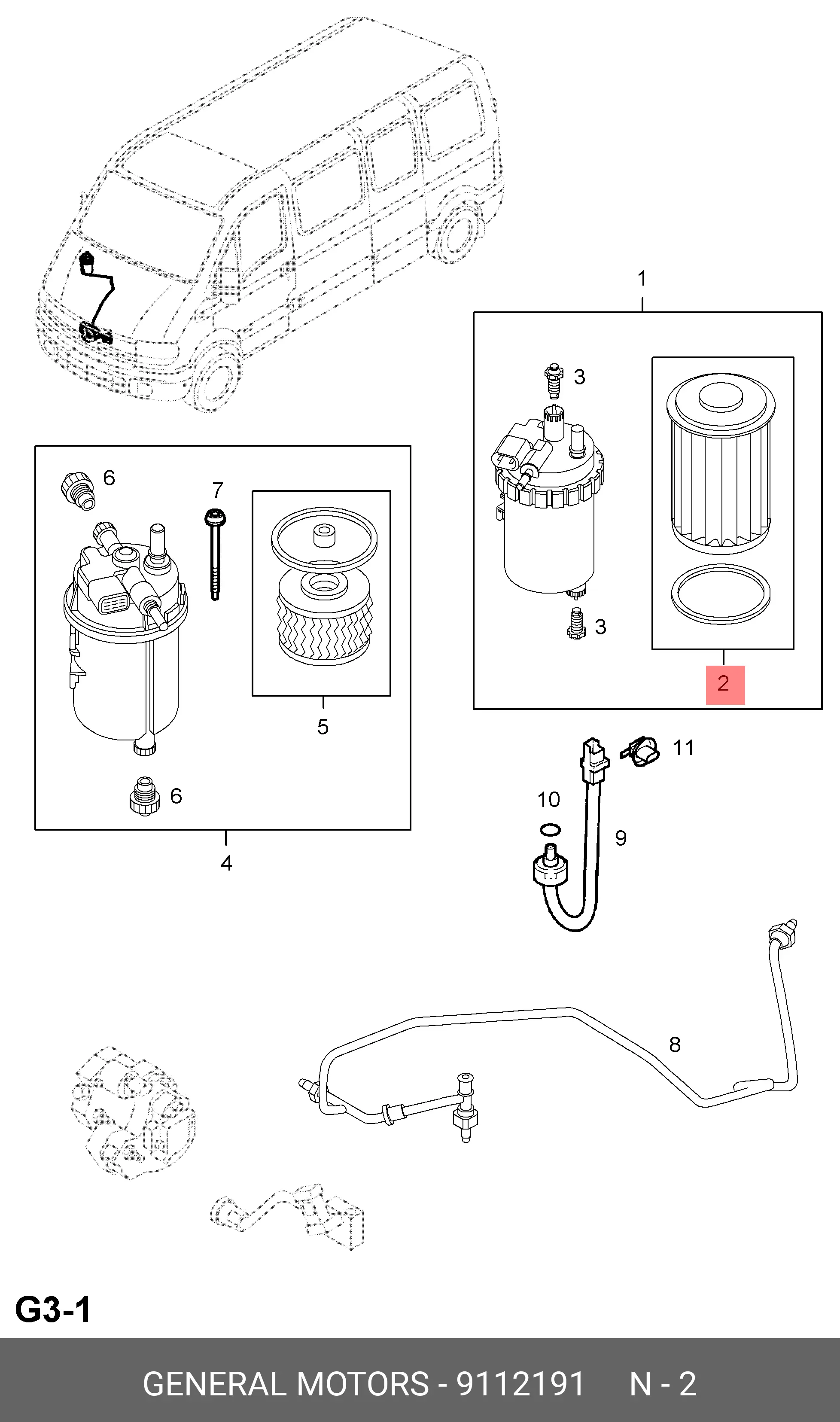 OPEL 9112191 FUEL FILTER (ELEMENT)