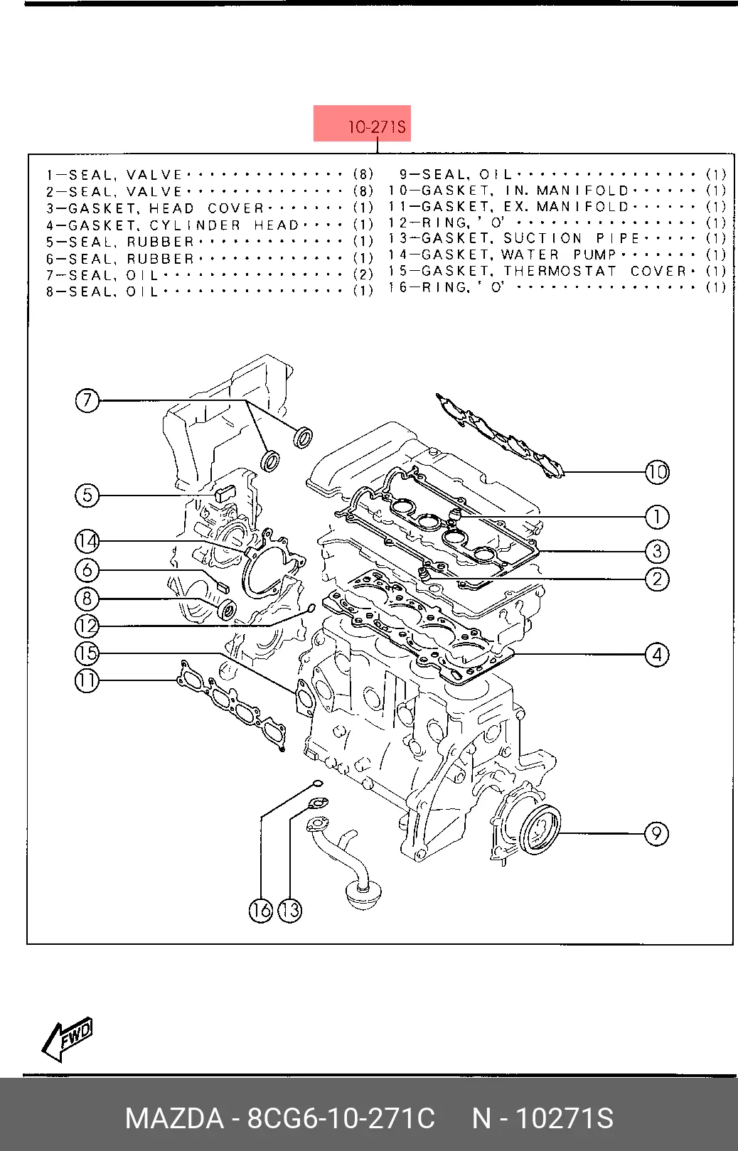MAZDA 8CG6-10-271C FULL GASKET KIT, ENGINE