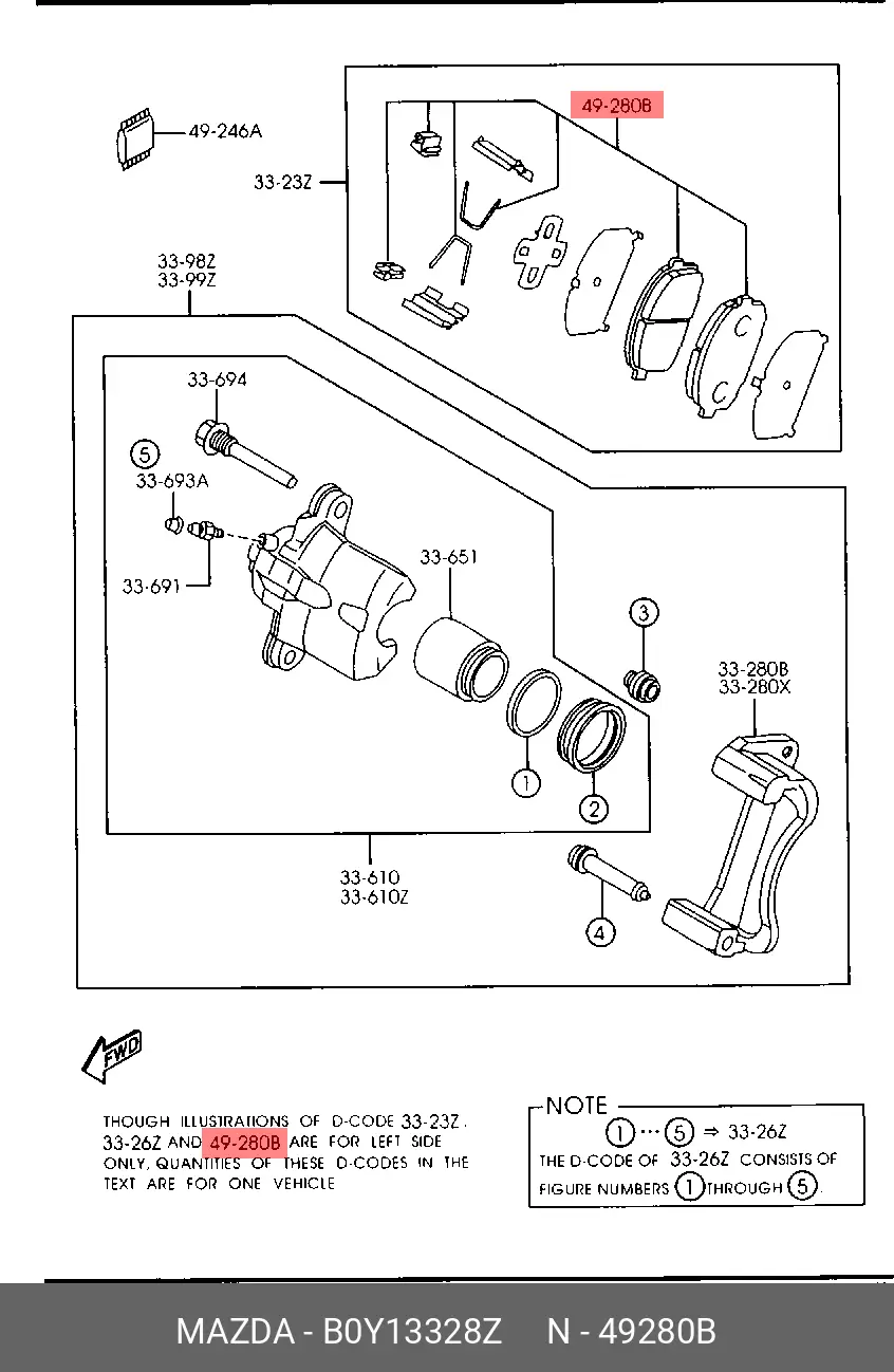 MAZDA B0Y1-33-28Z BRAKE PADS