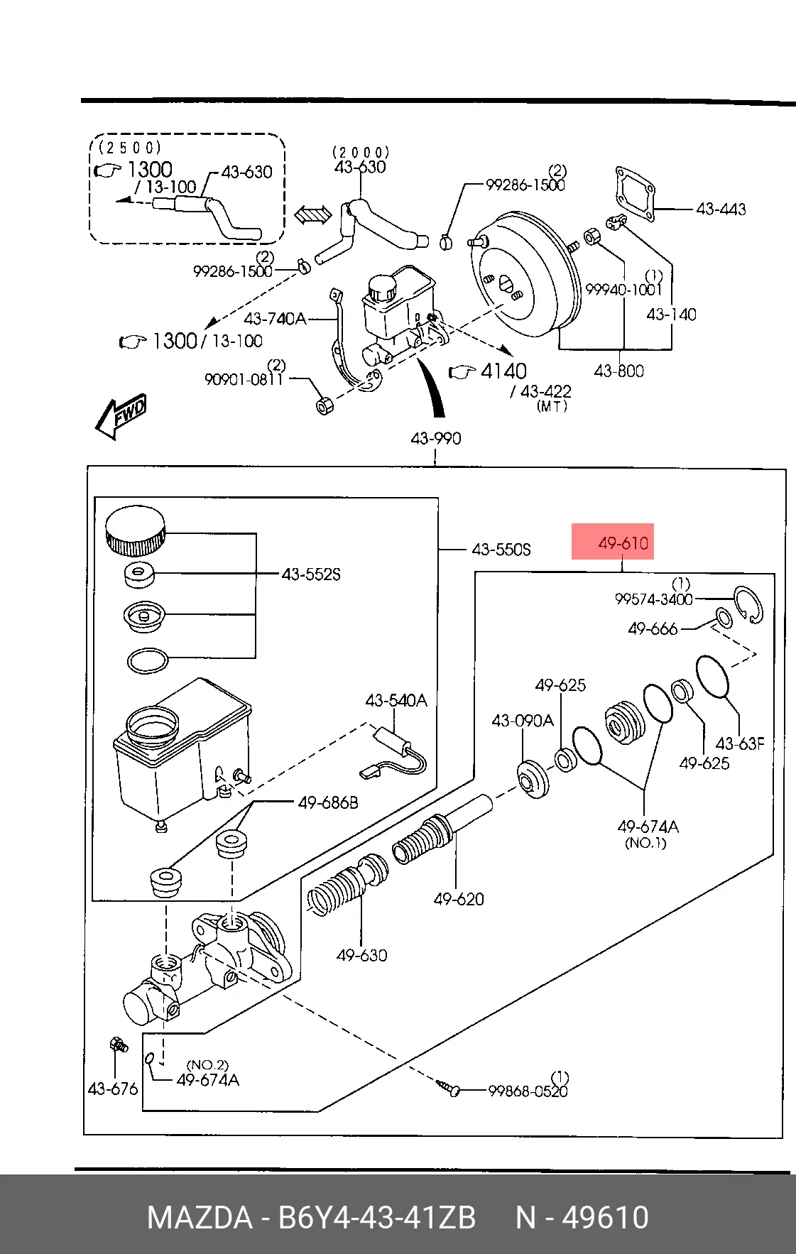 MAZDA B6Y4-43-41ZB BRAKE MASTER KIT