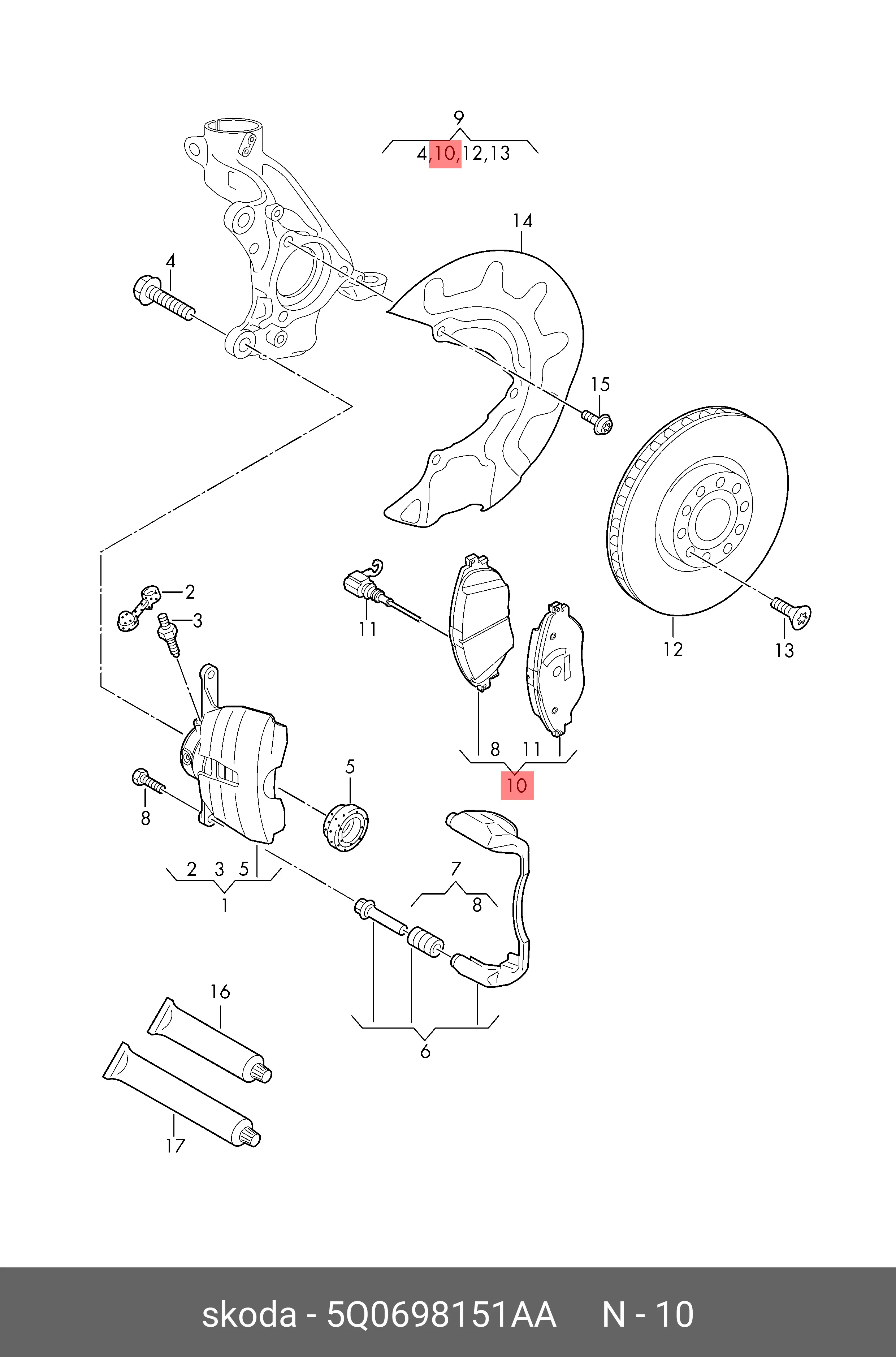 VAG 5Q0 698 151 AA BRAKE PADS