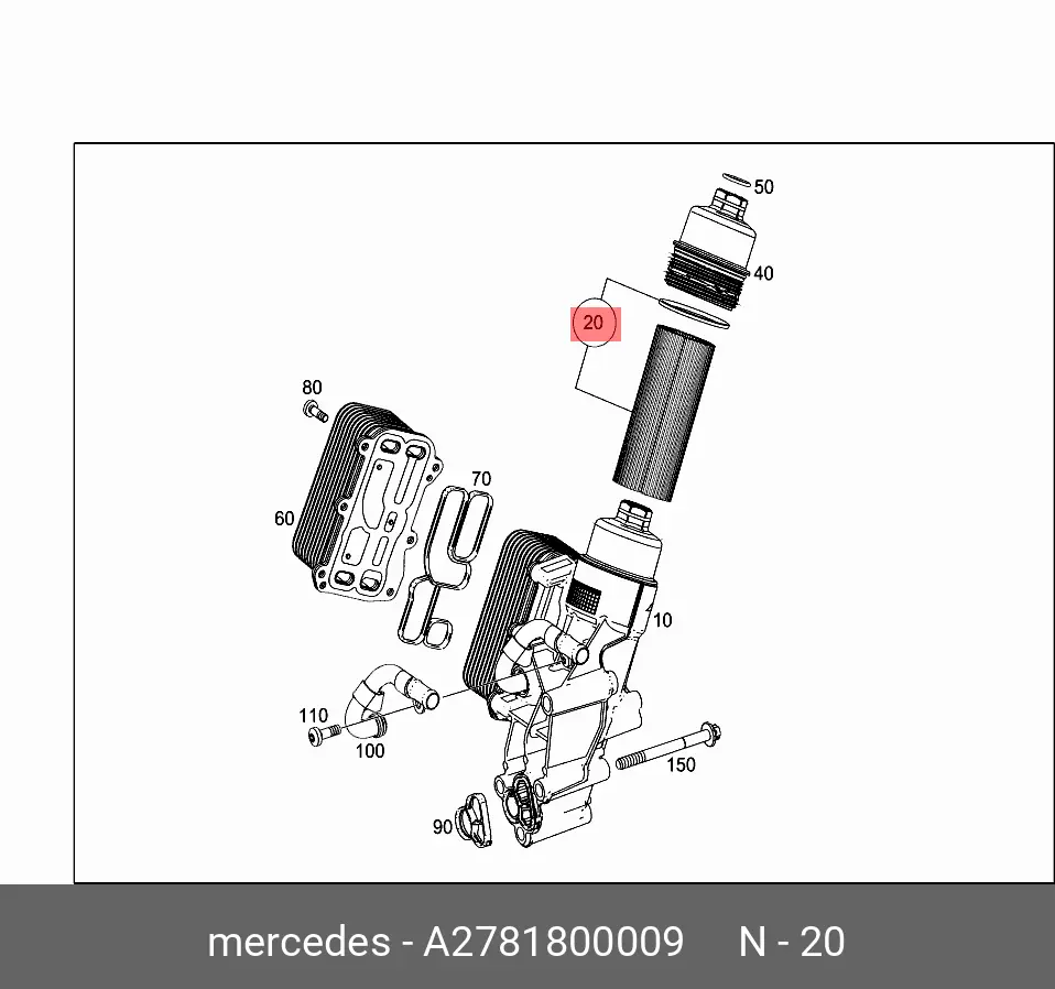 MERCEDES-BENZ A278 180 00 09 OIL FILTER (ELEMENT)