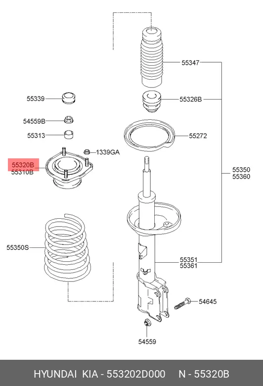 HYUNDAI 55320-2D000 SHOCK ABSORBER MOUNTING