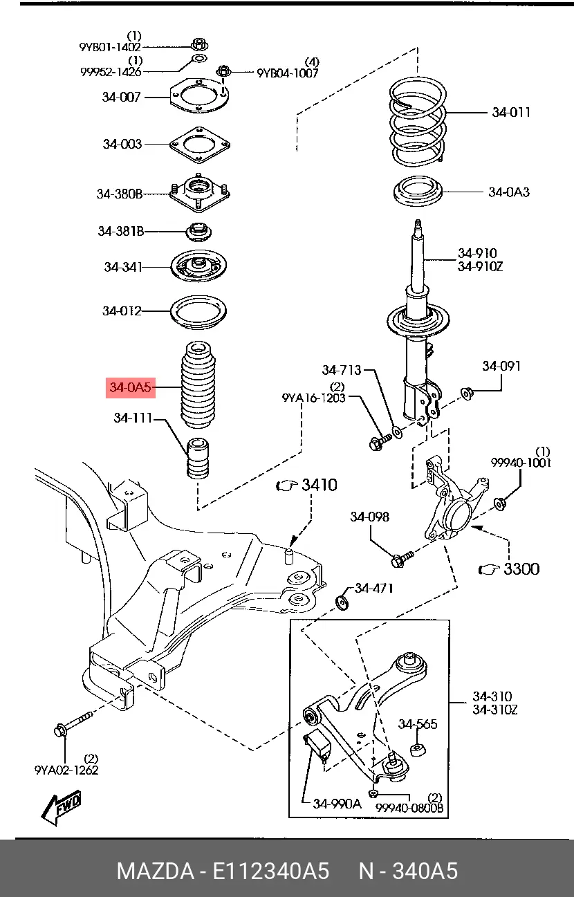 MAZDA E112-34-0A5 SHOCK DUST COVER