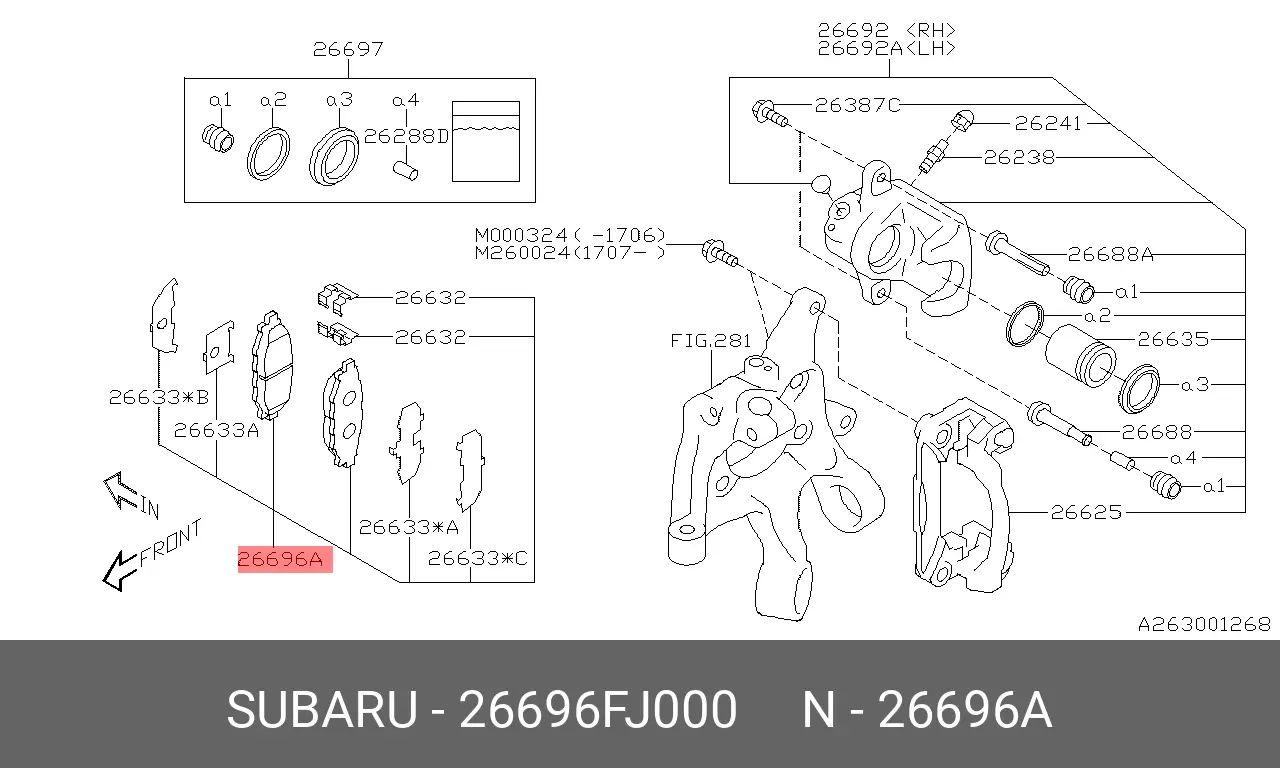SUBARU 26696-FJ000 BRAKE PADS