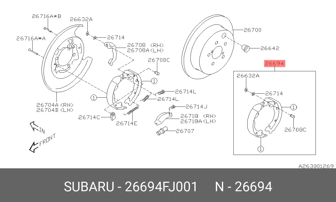 SUBARU 26694-FJ001 BRAKE SHOE