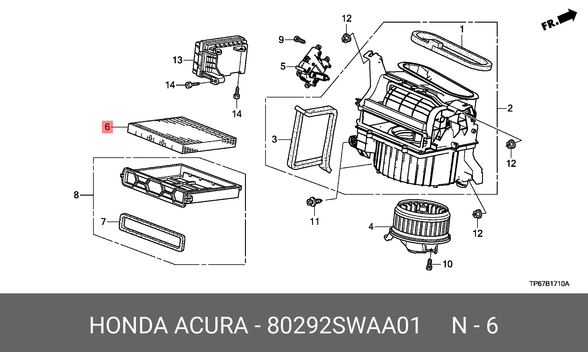 HONDA 80292-SWA-A01 CABIN FILTER