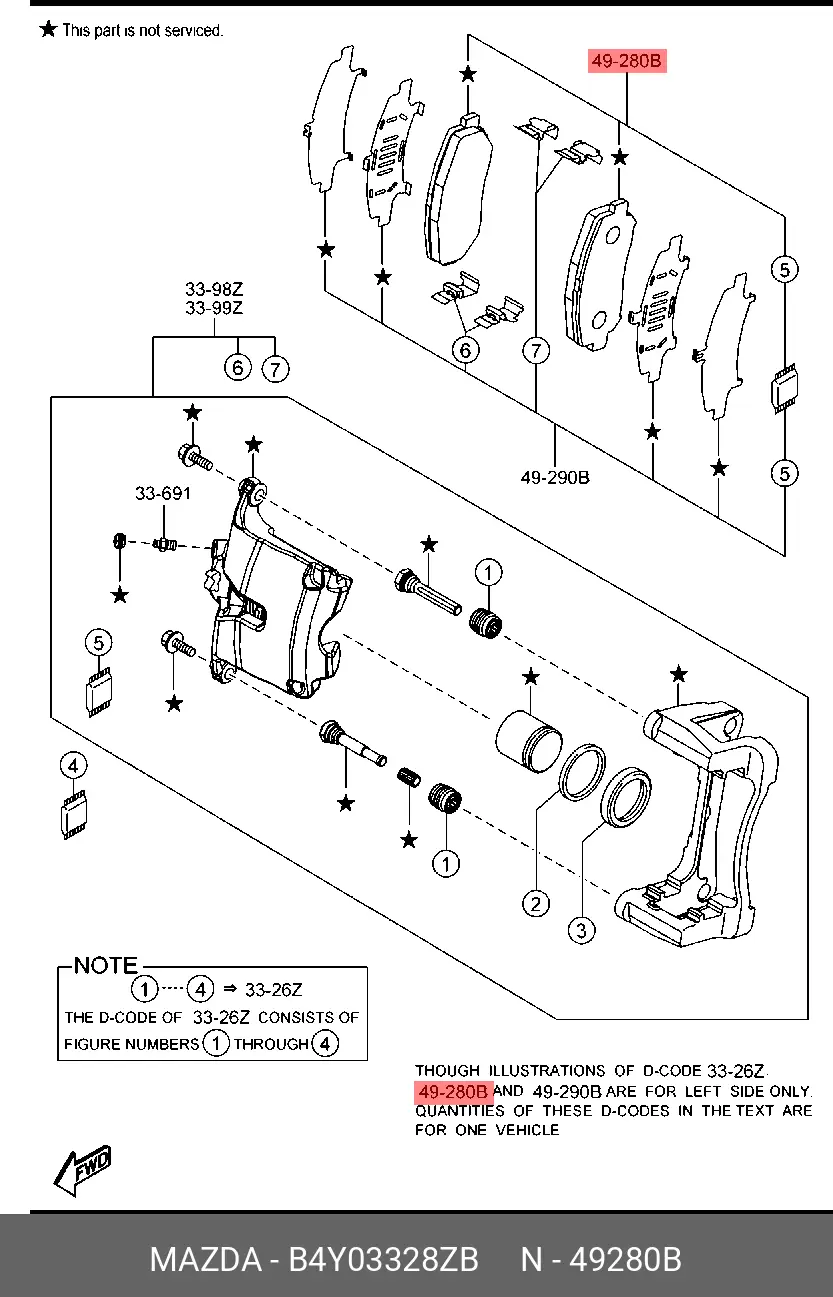 MAZDA B4Y0-33-28ZB BRAKE PADS