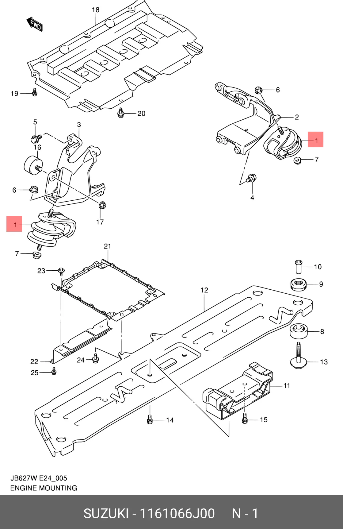 SUZUKI 11610-66J00 ENGINE MOUNTING