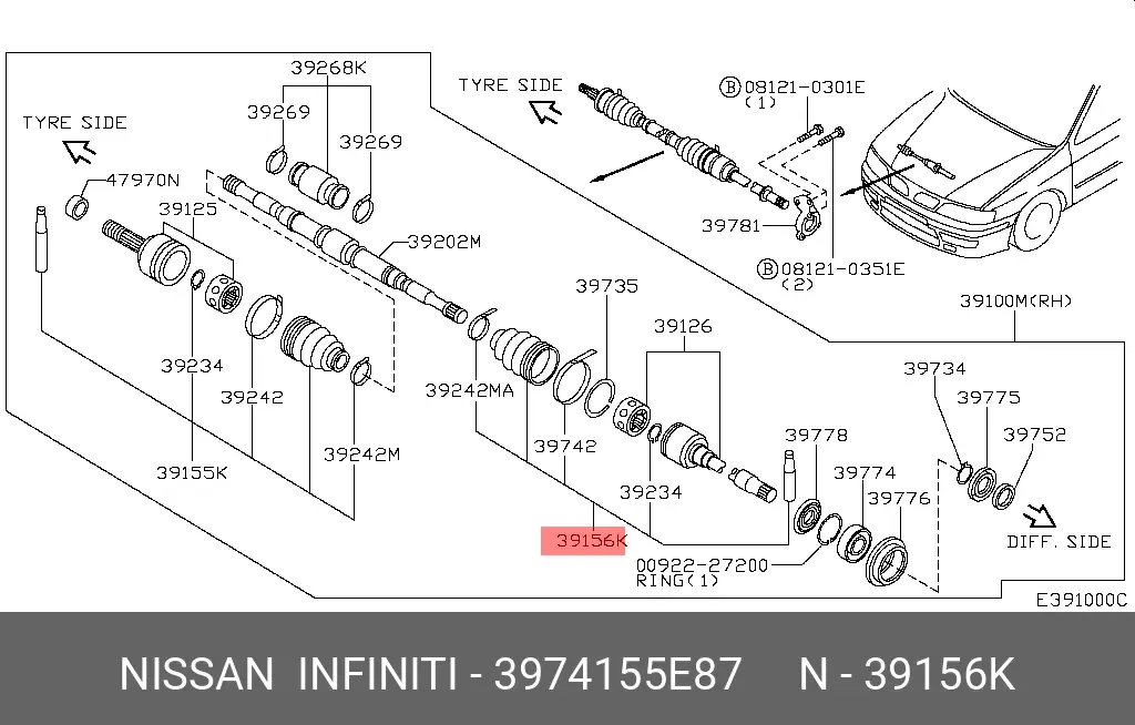 NISSAN 39741-55E87 DRIVE SHAFT BOOT