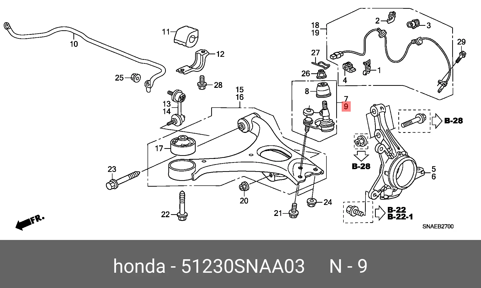HONDA 51230-SNA-A03 BALL JOINT