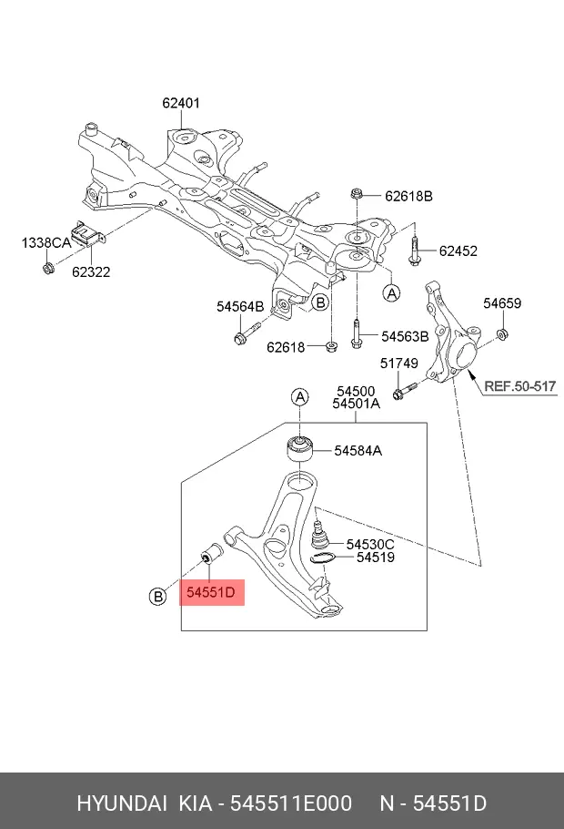 HYUNDAI 54551-1E000 BUSH, SUSPENSION