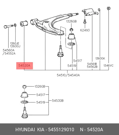 HYUNDAI 54551-29010 BUSH, SUSPENSION