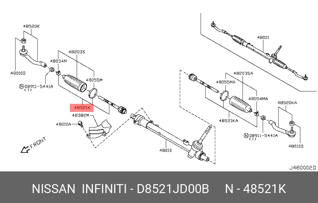 NISSAN D8521-JD00B RACK END / AXIAL JOINT
