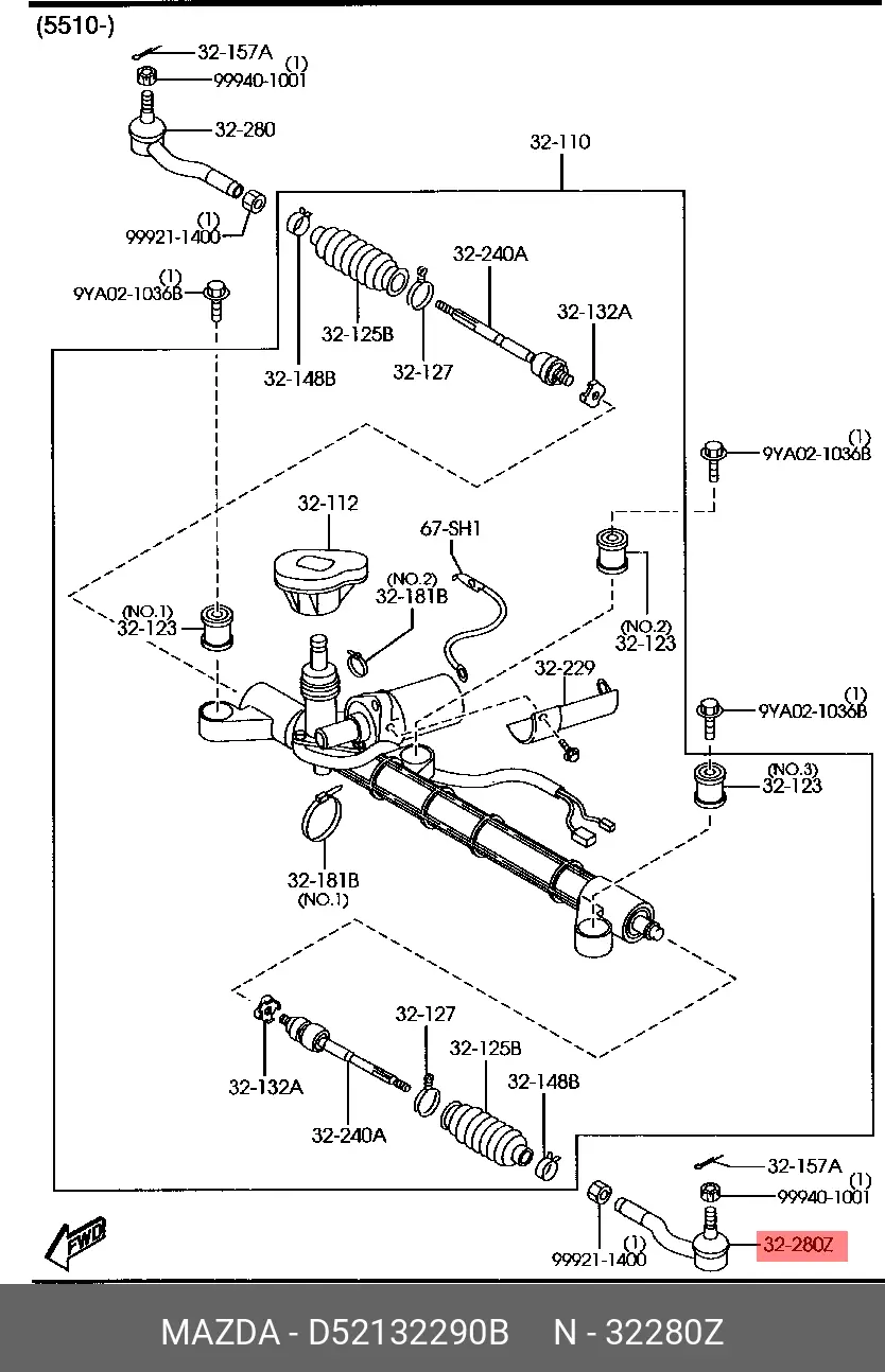 MAZDA D521-32-290B TIE ROD END