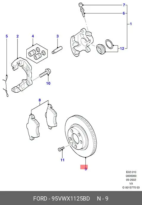 FORD 95VWX1125BD ROTOR DISC