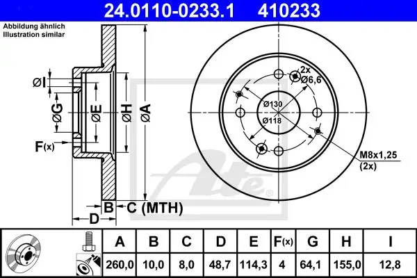 ATE 24.0110-0233.1 ROTOR DISC
