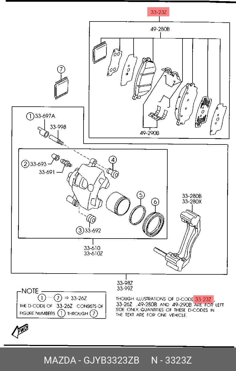 MAZDA GJYB-33-23ZB BRAKE PADS