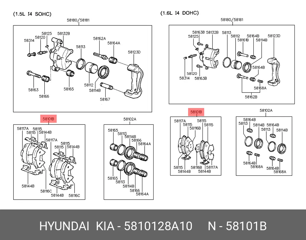 HYUNDAI 58101-28A10 BRAKE PADS