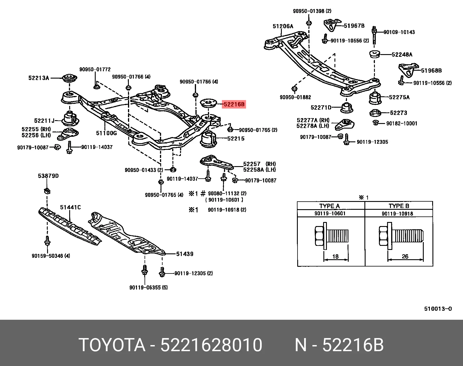 TOYOTA 52216-28010 BODY/FRAME BUSH
