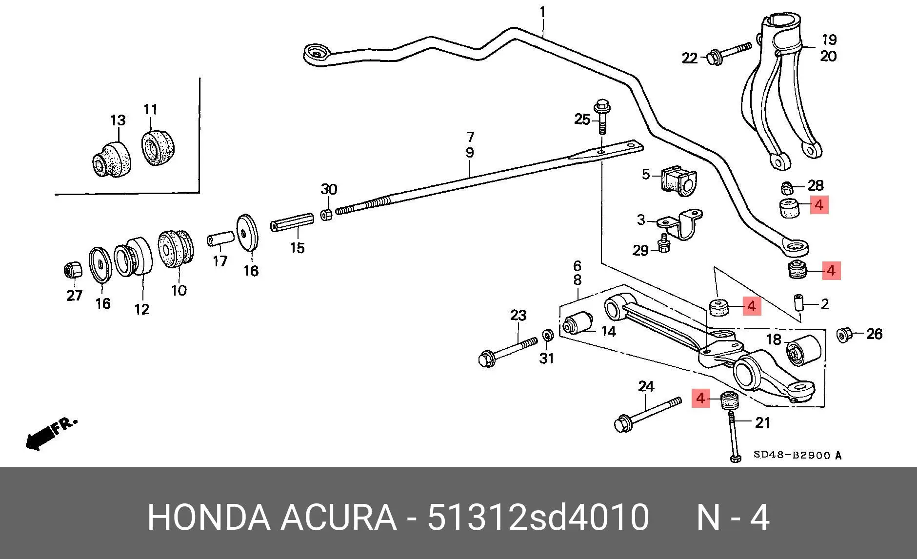 HONDA 51312-SD4-010 STABILIZER BUSH
