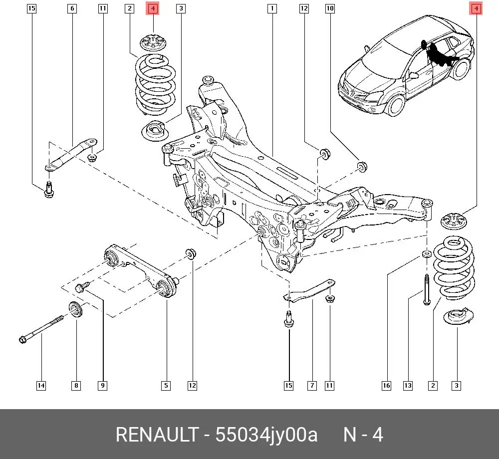 RENAULT 55 03 4JY 00A COIL SPRING MOUNTING
