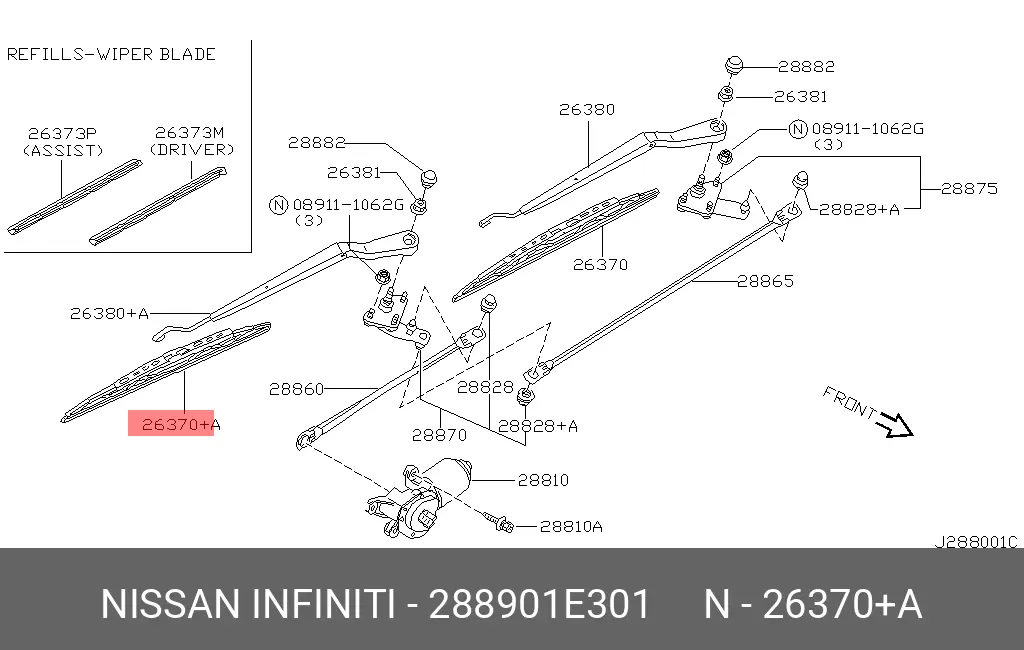 NISSAN 288901E301 CONVENTIONAL WIPER