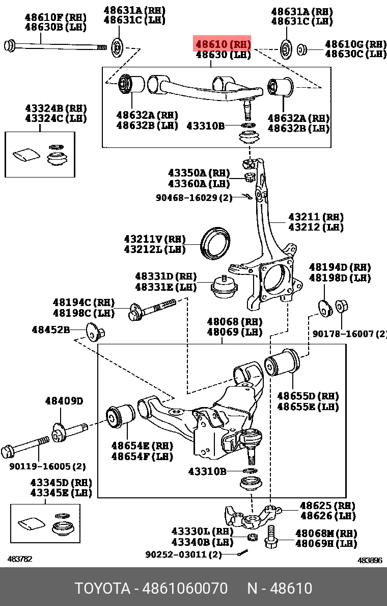 TOYOTA 48610-60070 48610-60050, 48610-60070