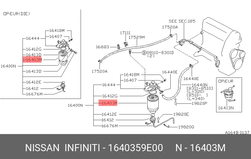 NISSAN 16403-59E00 DIESEL FILTER (SPIN-ON)