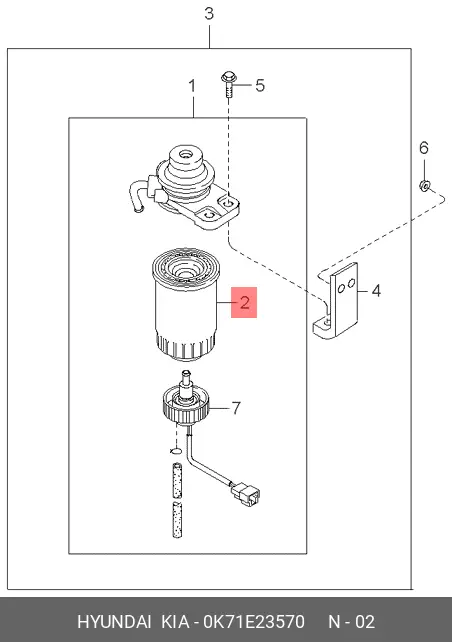 KIA 0K71E-23-570 DIESEL FILTER (SPIN-ON)