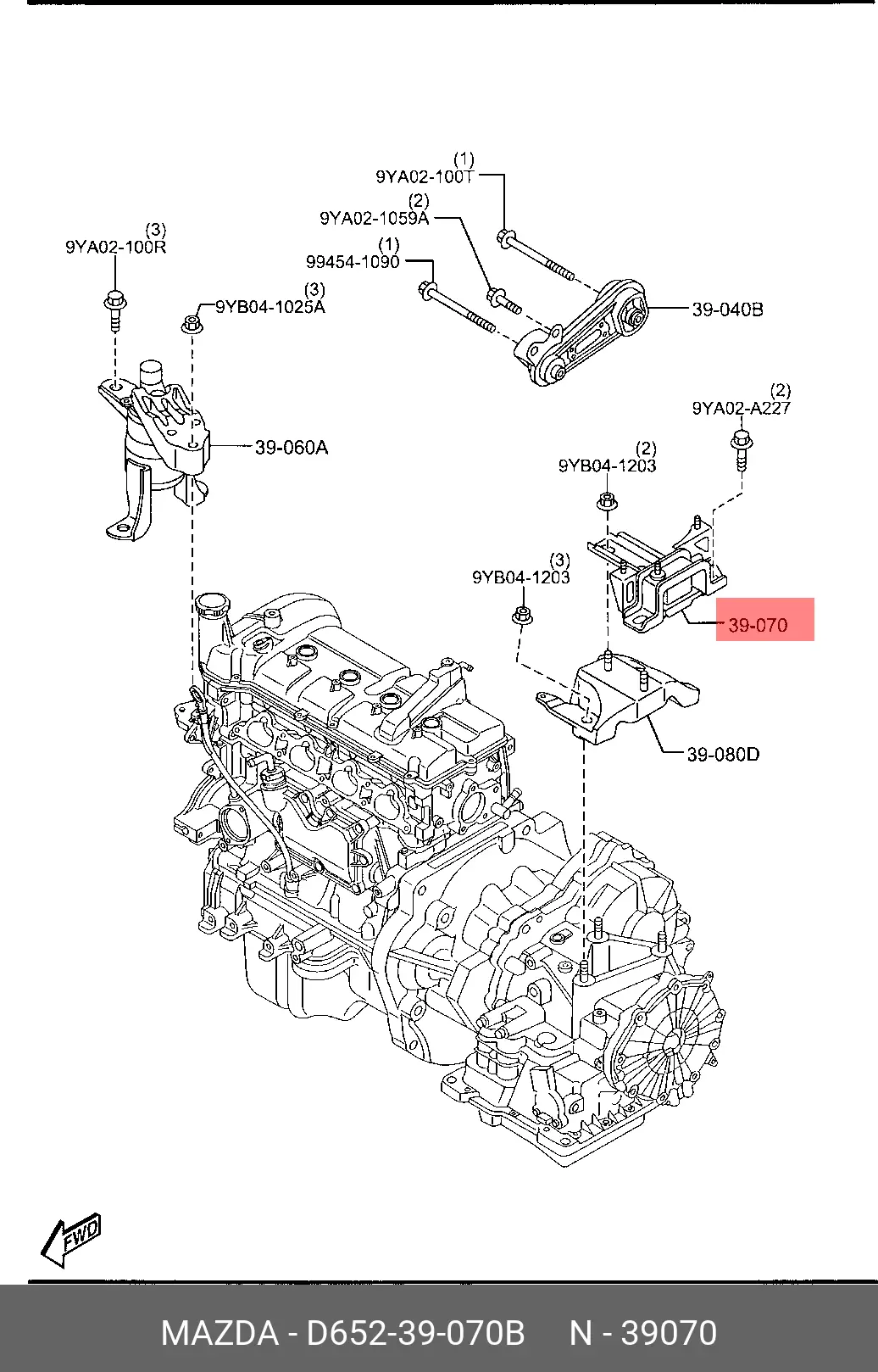 MAZDA D652-39-070B ENGINE MOUNTING