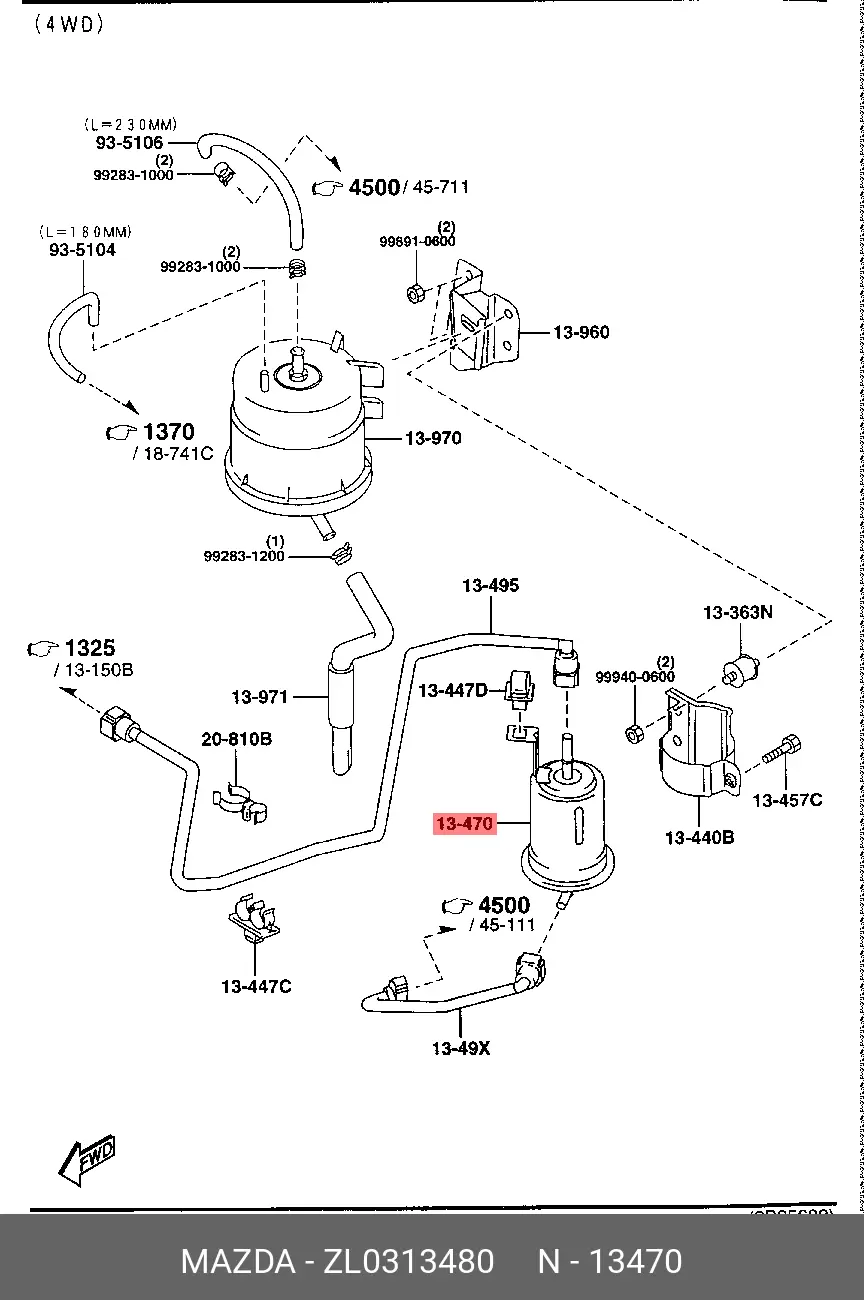 MAZDA ZL03-13-480 PETROL FILTER (INJECTOR & CARBURETOR)