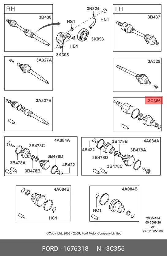 FORD 1 676 318 CV-JOINT