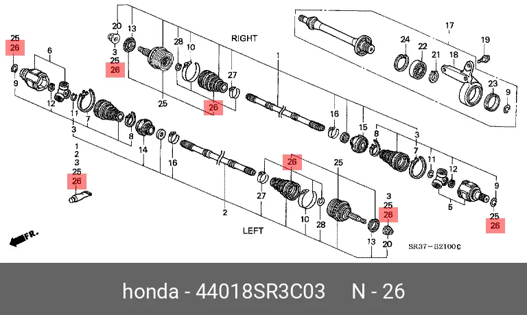 HONDA 44018-SR3-C03 DRIVE SHAFT BOOT