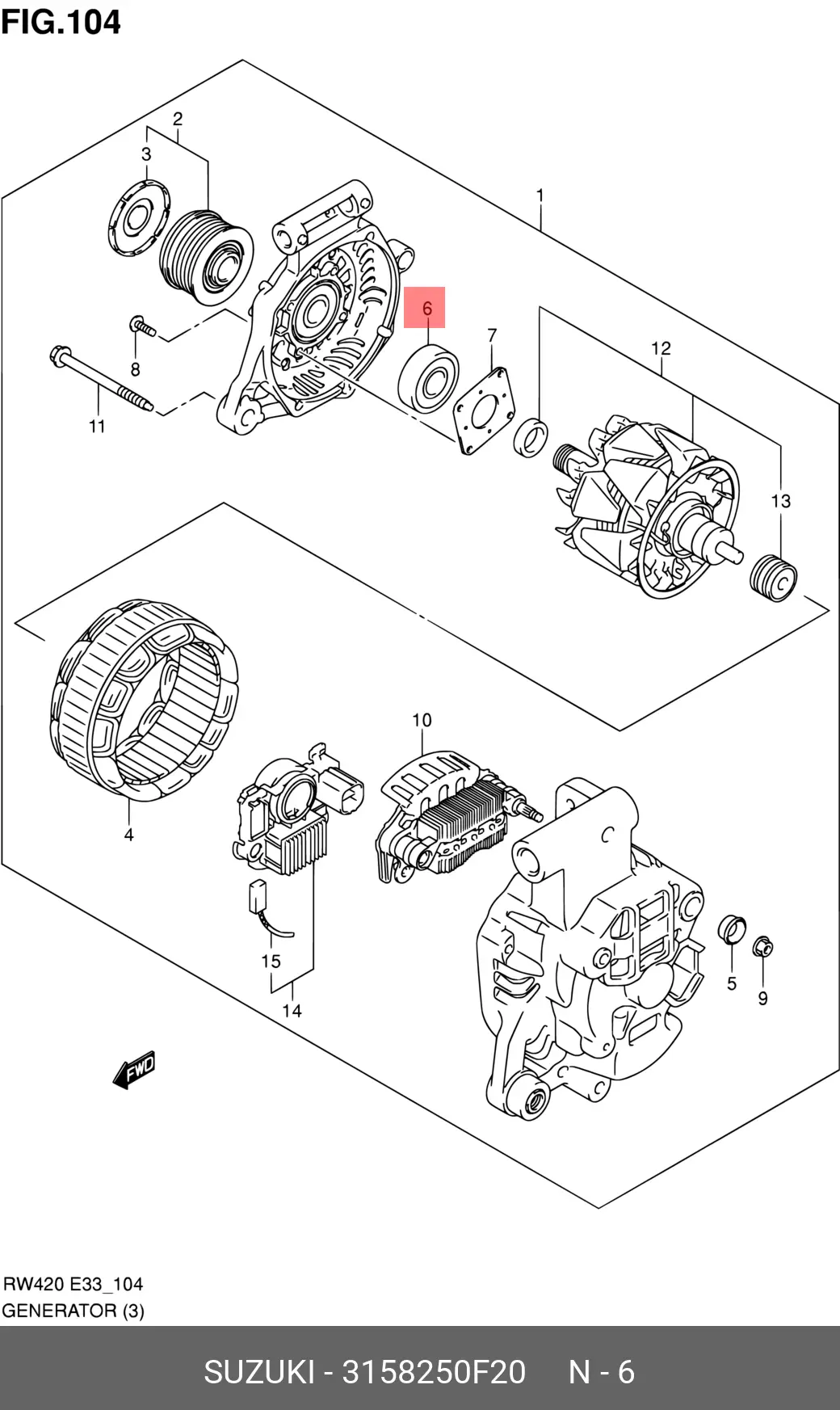SUZUKI 3158250F20 BALL BEARING