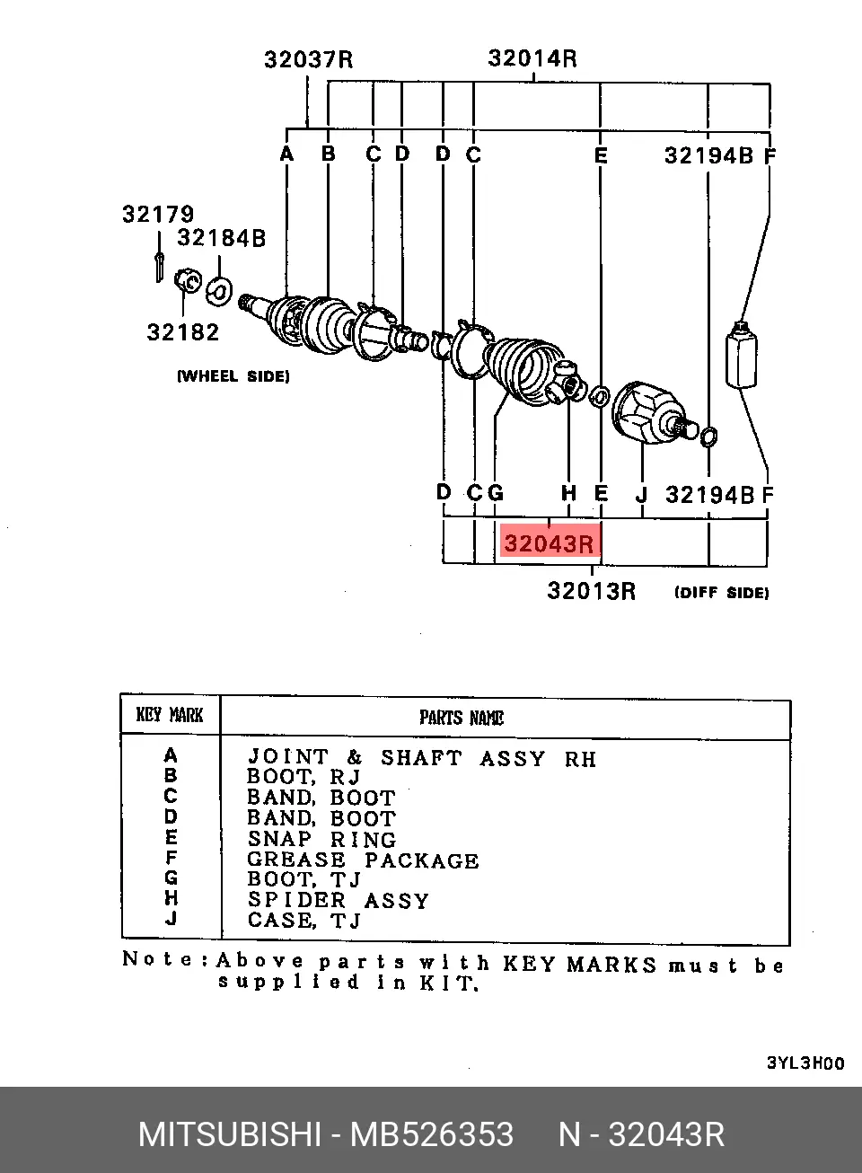 MITSUBISHI MB526353 CV-JOINT