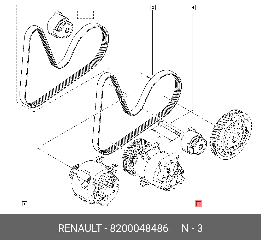 RENAULT 82 00 048 486 TENSIONER ASS`Y, BELT