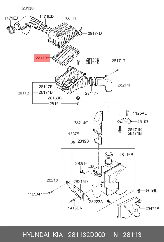 HYUNDAI 28113-2D000 AIR FILTER